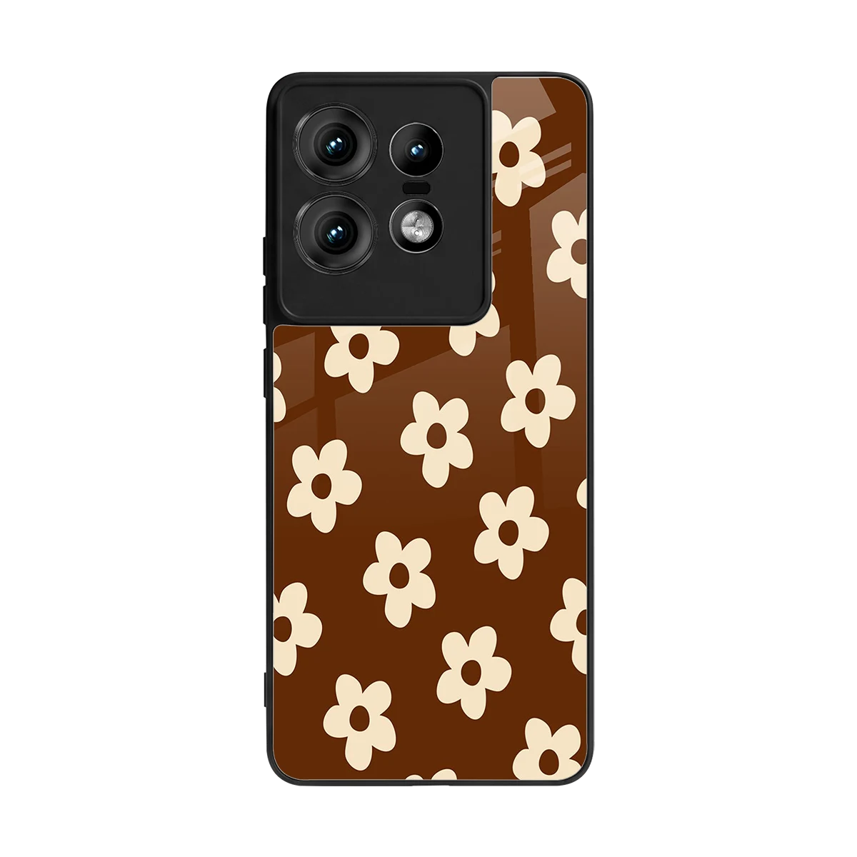 Brown Flowers back phone cover | glass case for motorola edge 50 pro