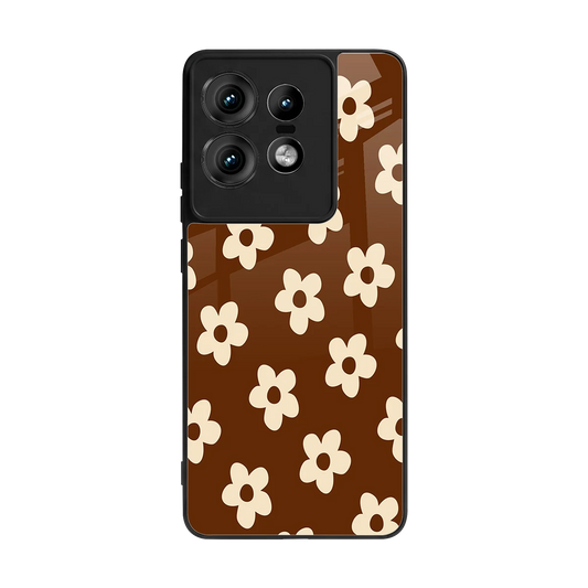 Brown Flowers back phone cover | glass case for motorola edge 50 pro