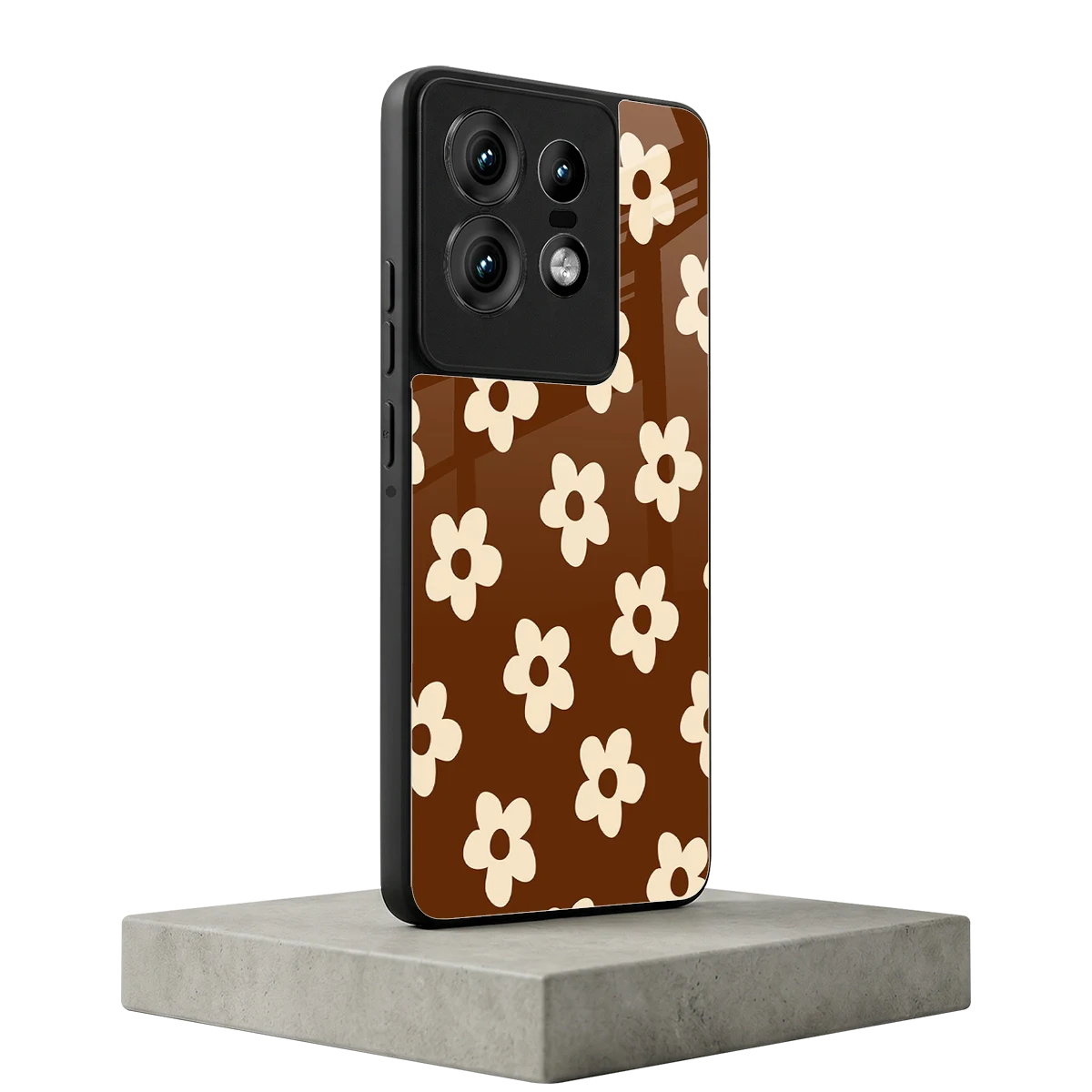 Brown Flowers motorola edge 50 pro mobile cover | shockproof glass phone case