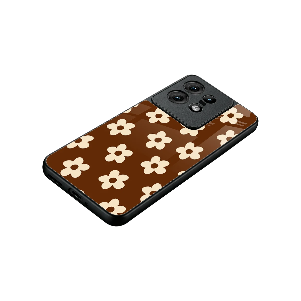 Brown Flowers stylish phone case for motorola edge 50 pro | glossy glass and slim fit