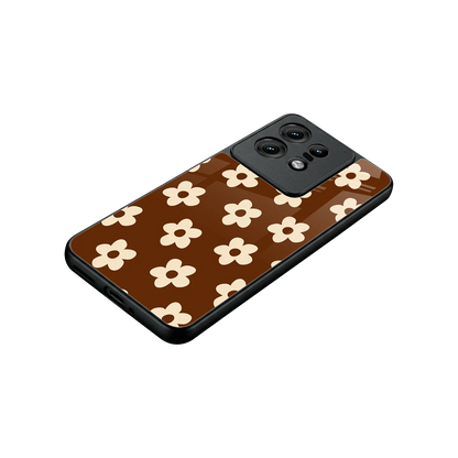 Brown Flowers stylish phone case for motorola edge 50 pro | glossy glass and slim fit