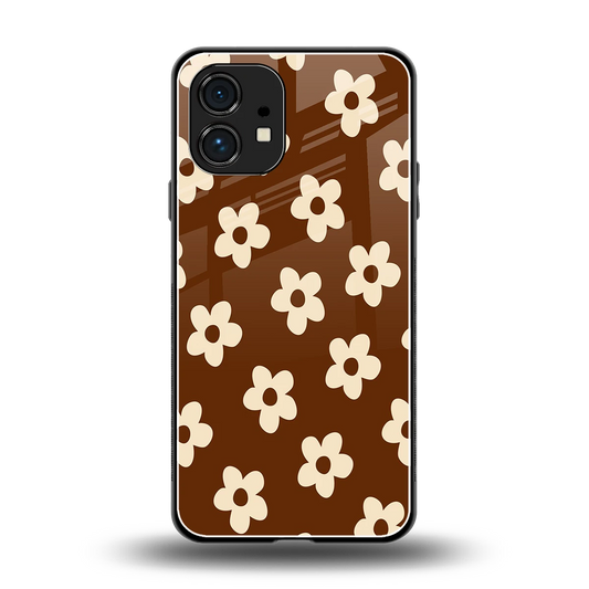 Brown Flowers back phone cover | glass case for nothing phone 1