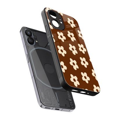 Brown Flowers sleek nothing phone 1 cover with tempered glass back and TPU edges