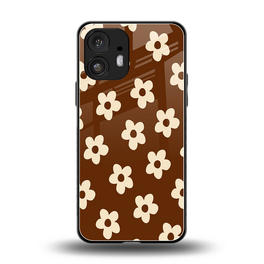 Brown Flowers back phone cover | glass case for nothing phone 2