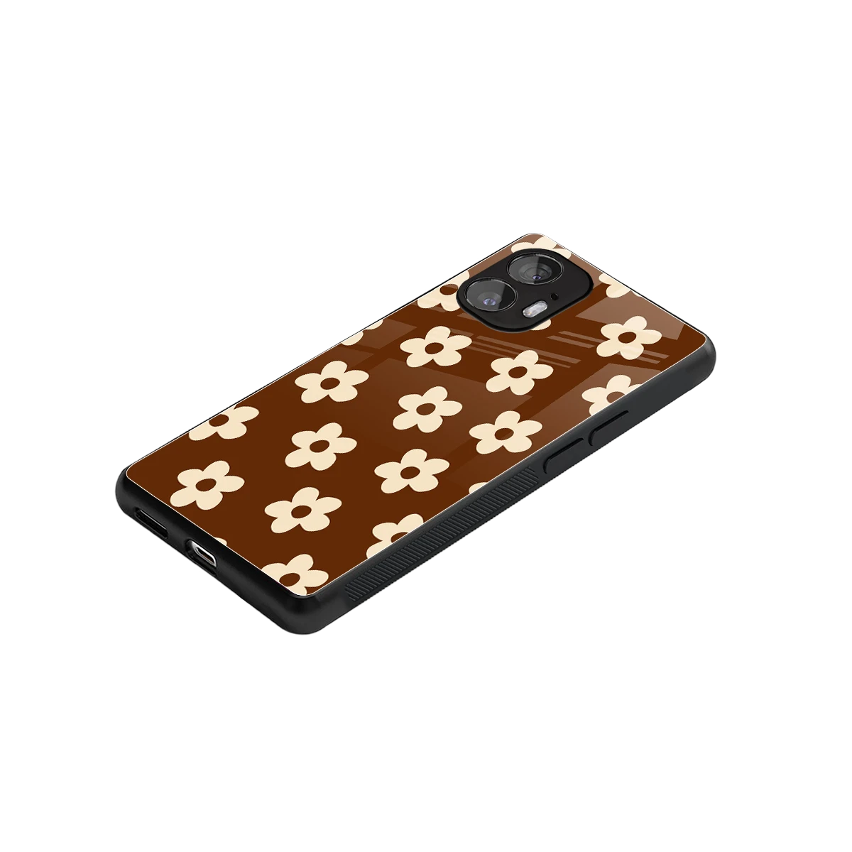 Brown Flowers stylish phone case for nothing phone 2 | glossy glass and slim fit