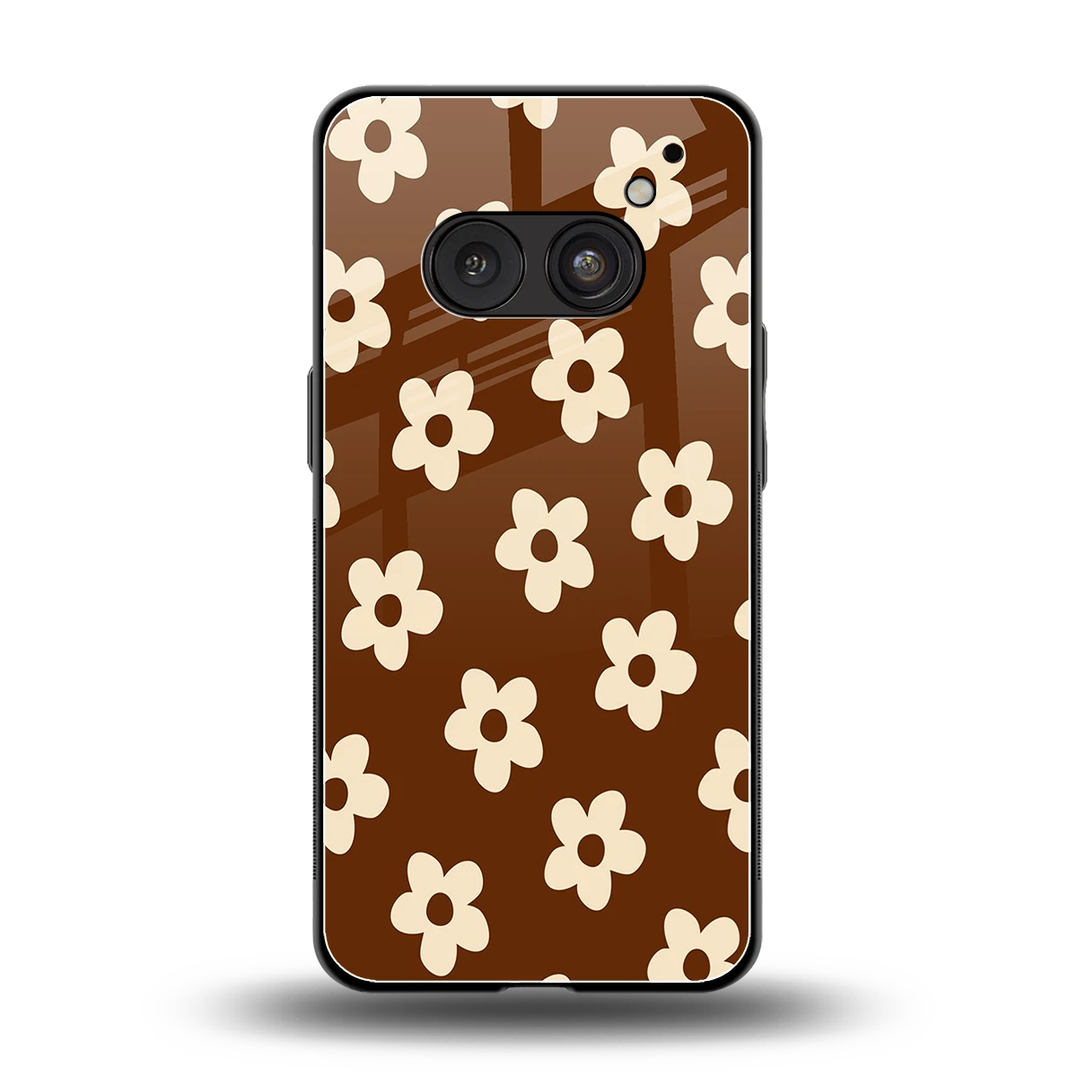 Brown Flowers back phone cover | glass case for nothing phone 2a