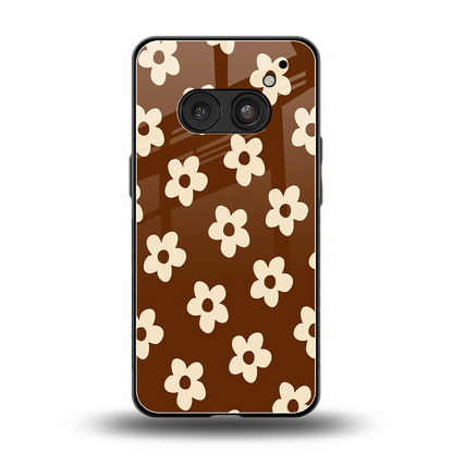 Brown Flowers back phone cover | glass case for nothing phone 2a