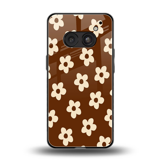 Brown Flowers back phone cover | glass case for nothing phone 2a