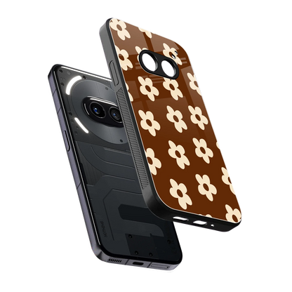 Brown Flowers sleek nothing phone 2a plus cover with tempered glass back and TPU edges