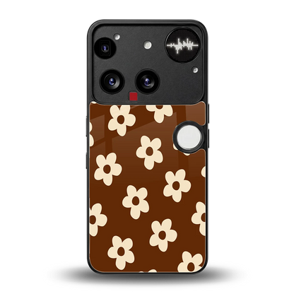 Brown Flowers back phone cover | glass case for nothing phone 3