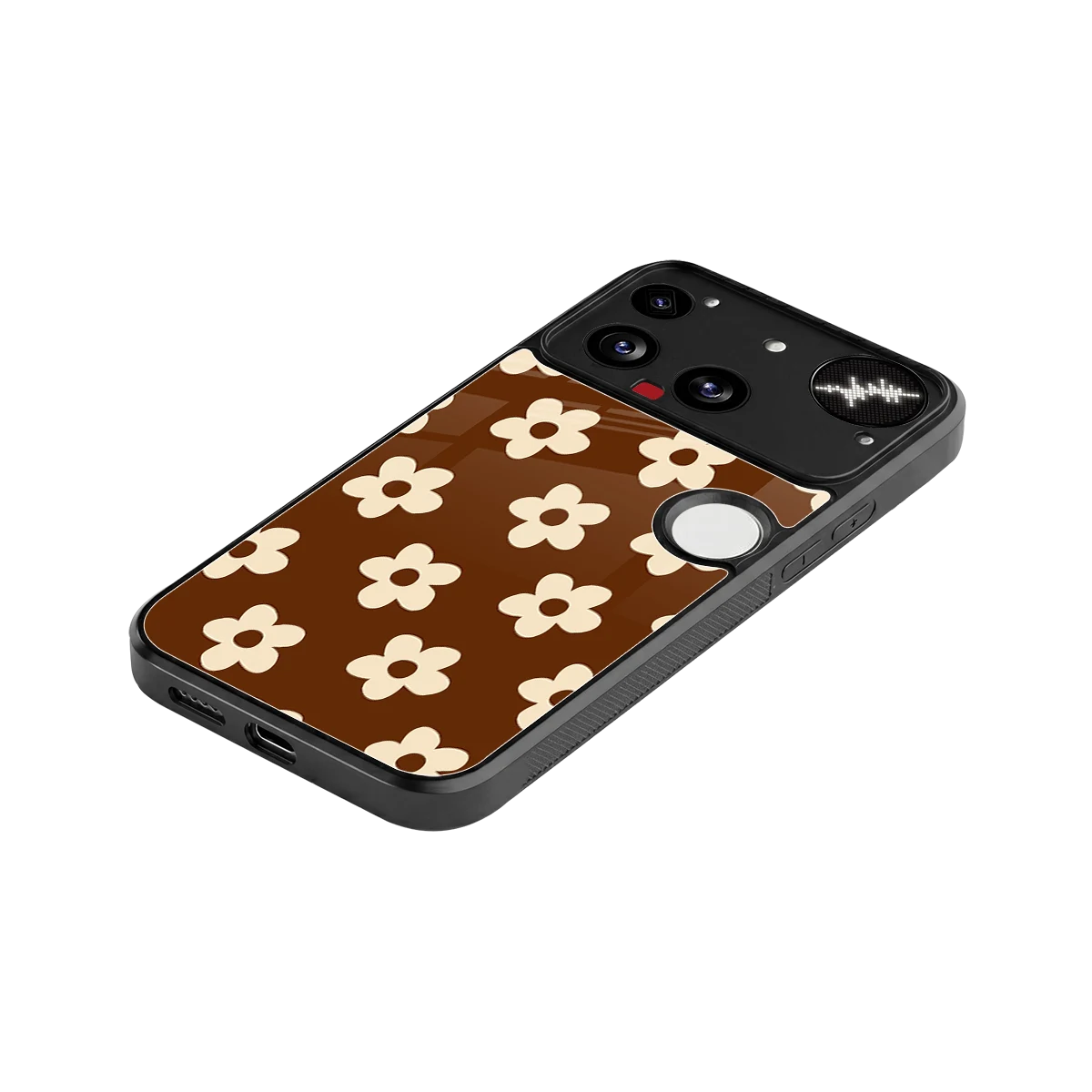Brown Flowers stylish phone case for nothing phone 3 | glossy glass and slim fit