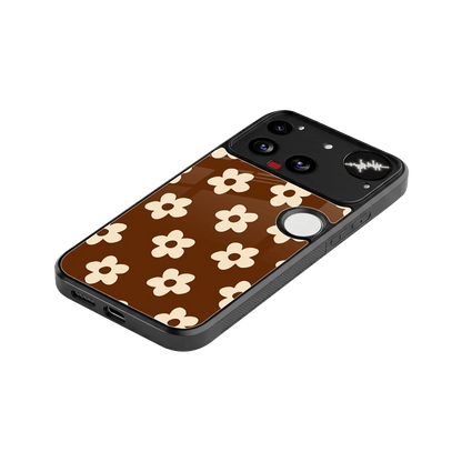 Brown Flowers stylish phone case for nothing phone 3 | glossy glass and slim fit
