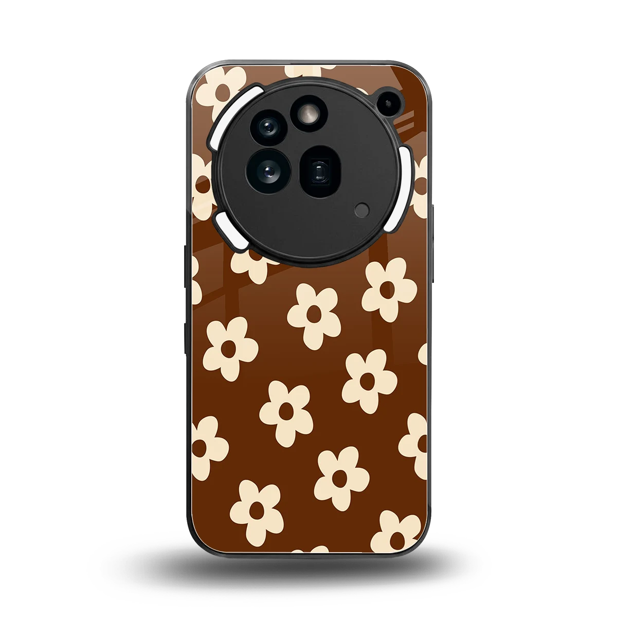 Brown Flowers back phone cover | glass case for nothing phone 3a pro
