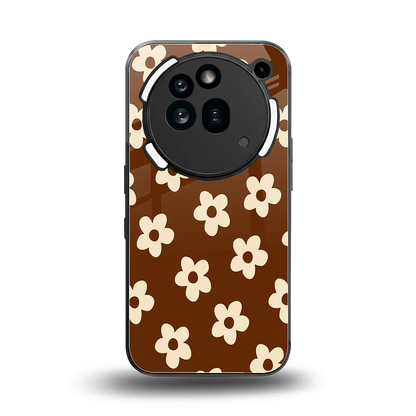 Brown Flowers back phone cover | glass case for nothing phone 3a pro