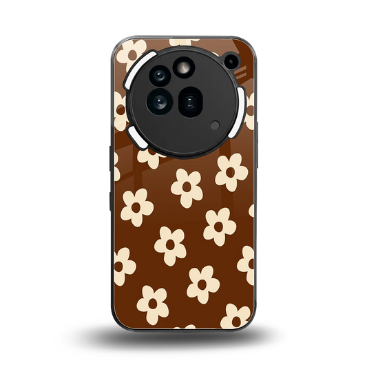 Brown Flowers back phone cover | glass case for nothing phone 3a pro