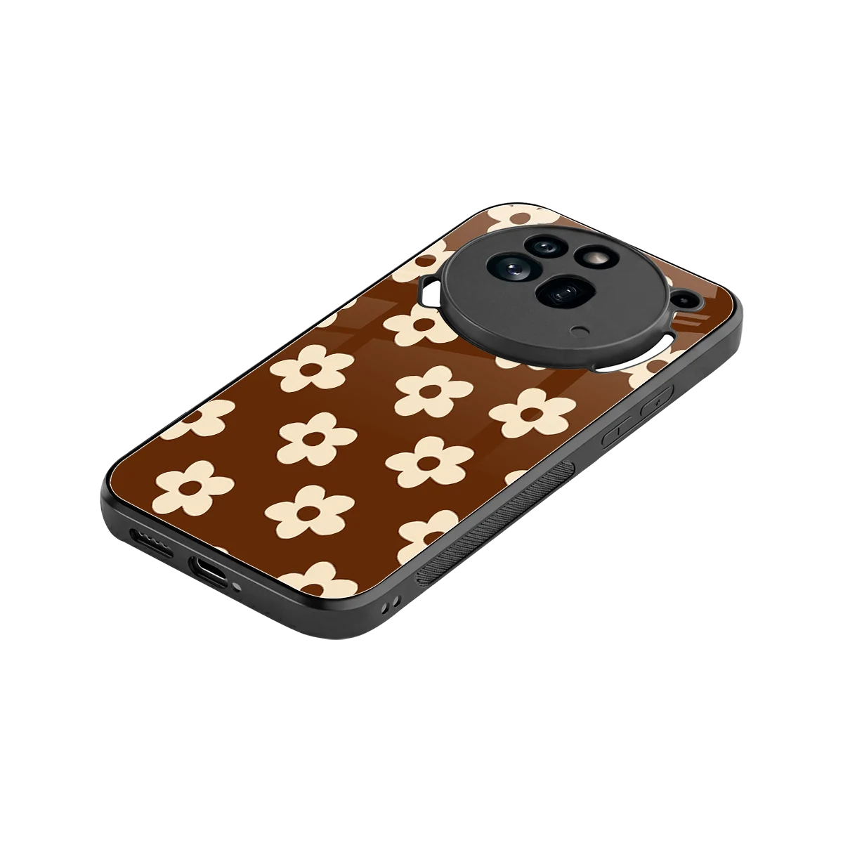 Brown Flowers stylish phone case for nothing phone 3a pro | glossy glass and slim fit