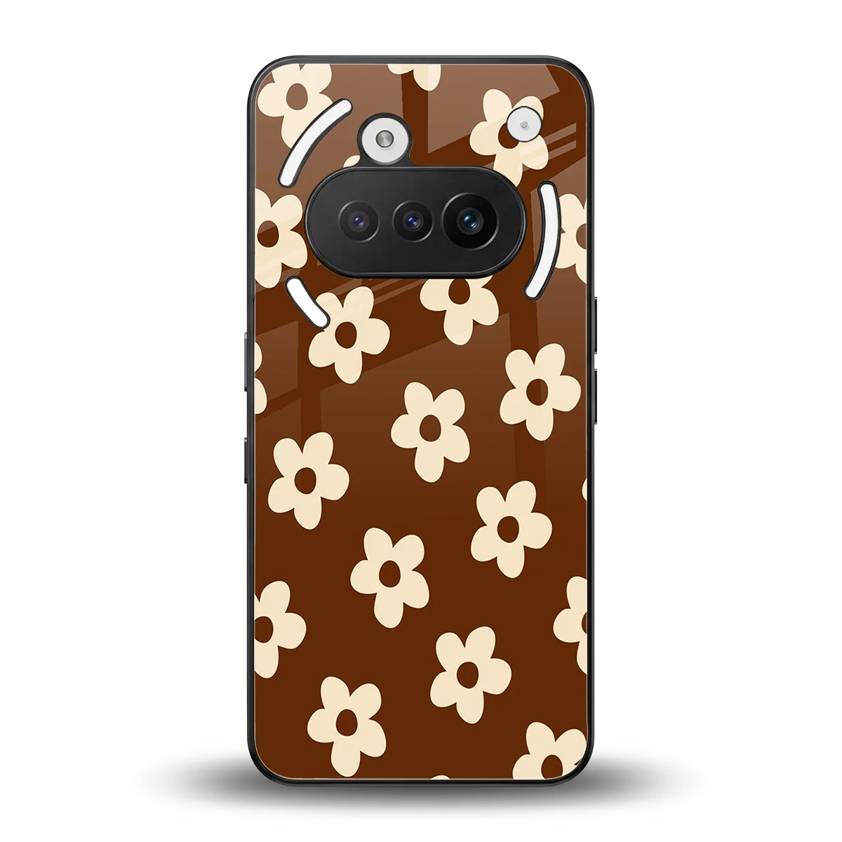 Brown Flowers back phone cover | glass case for nothing phone 3a