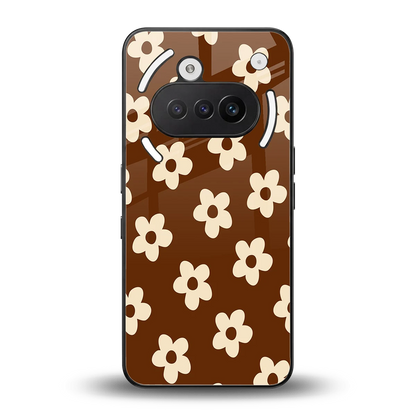 Brown Flowers back phone cover | glass case for nothing phone 3a