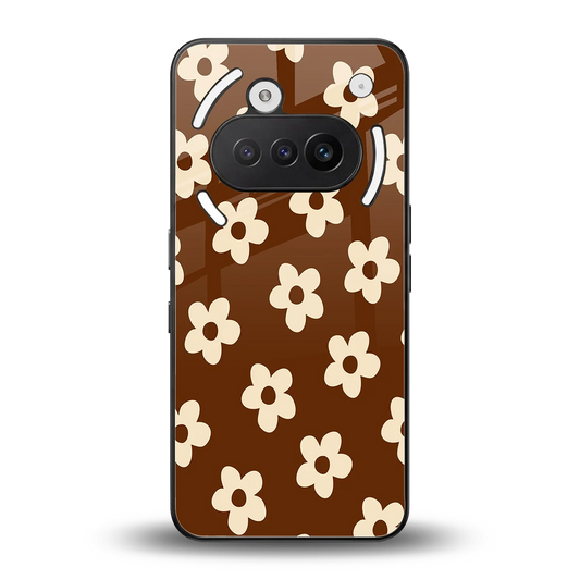Brown Flowers back phone cover | glass case for nothing phone 3a