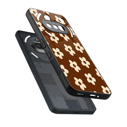 Brown Flowers sleek nothing phone 3a cover with tempered glass back and TPU edges