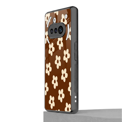 Brown Flowers nothing phone 3a mobile cover | shockproof glass phone case