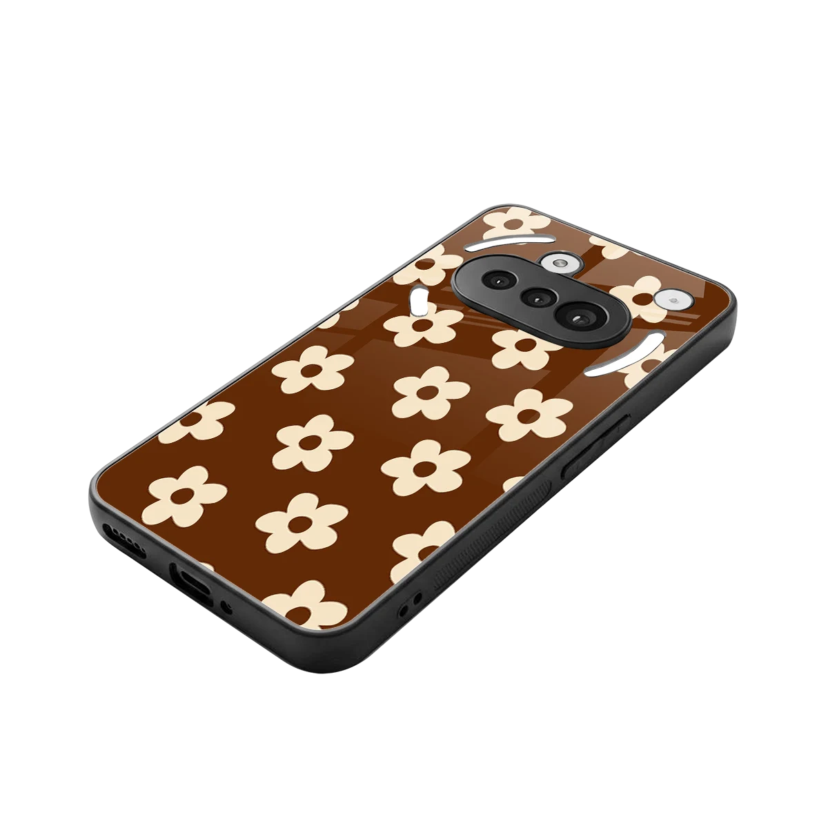 Brown Flowers stylish phone case for nothing phone 3a | glossy glass and slim fit