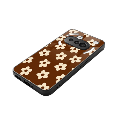 Brown Flowers stylish phone case for nothing phone 3a | glossy glass and slim fit