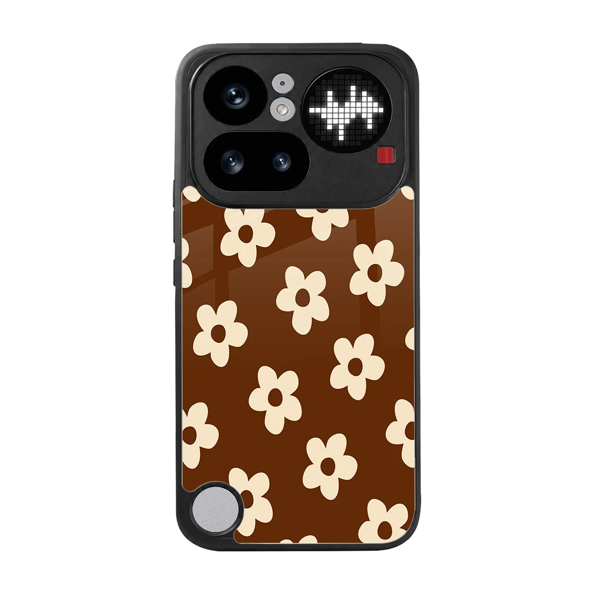 Brown Flowers back phone cover | glass case for nothing phone 4a pro