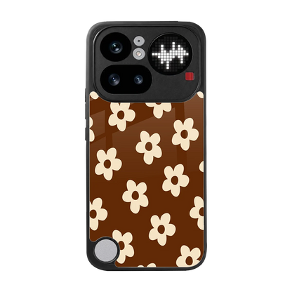 Brown Flowers back phone cover | glass case for nothing phone 4a pro