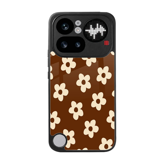 Brown Flowers back phone cover | glass case for nothing phone 4a pro