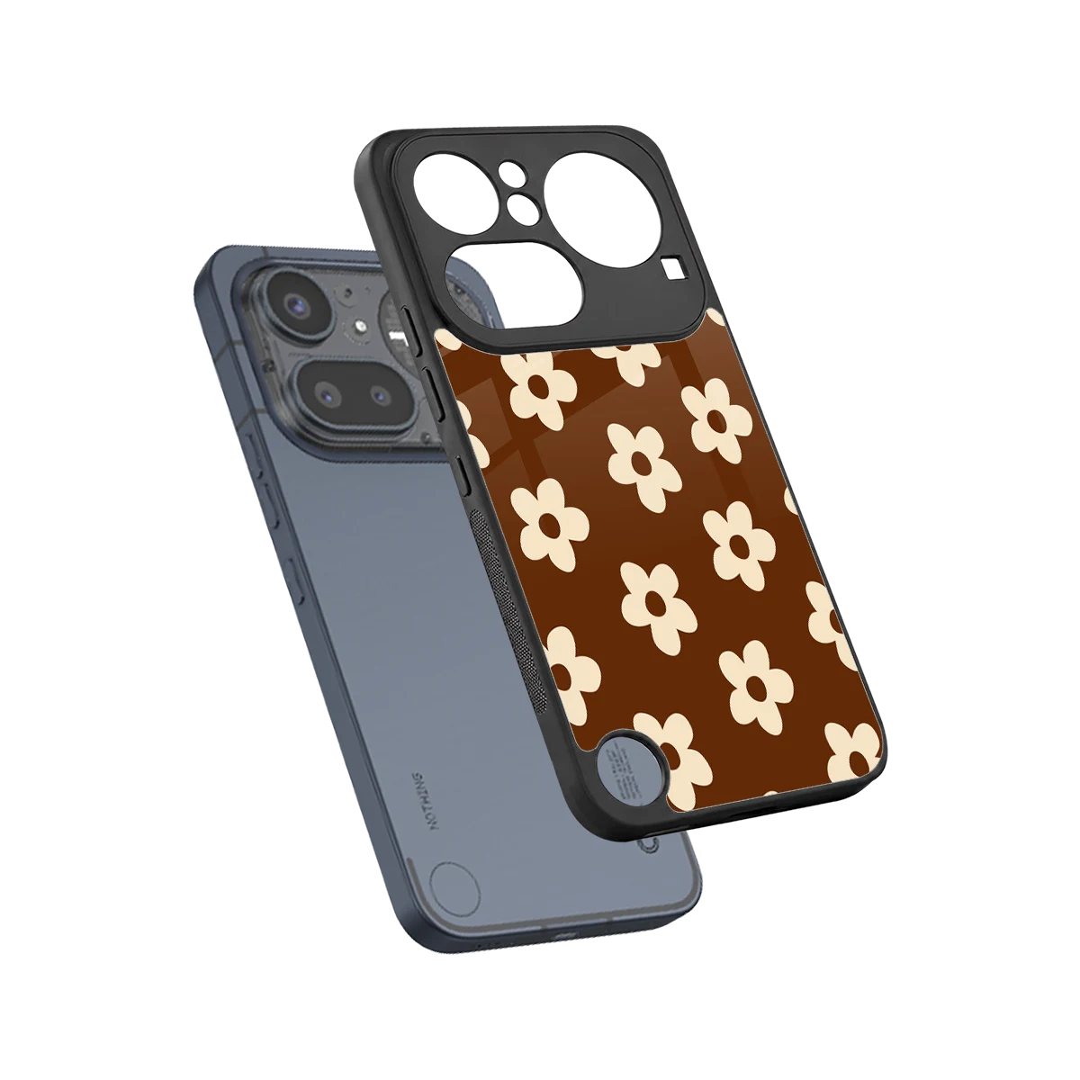 Brown Flowers sleek nothing phone 4a pro cover with tempered glass back and TPU edges
