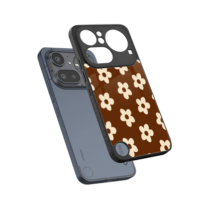Brown Flowers sleek nothing phone 4a pro cover with tempered glass back and TPU edges