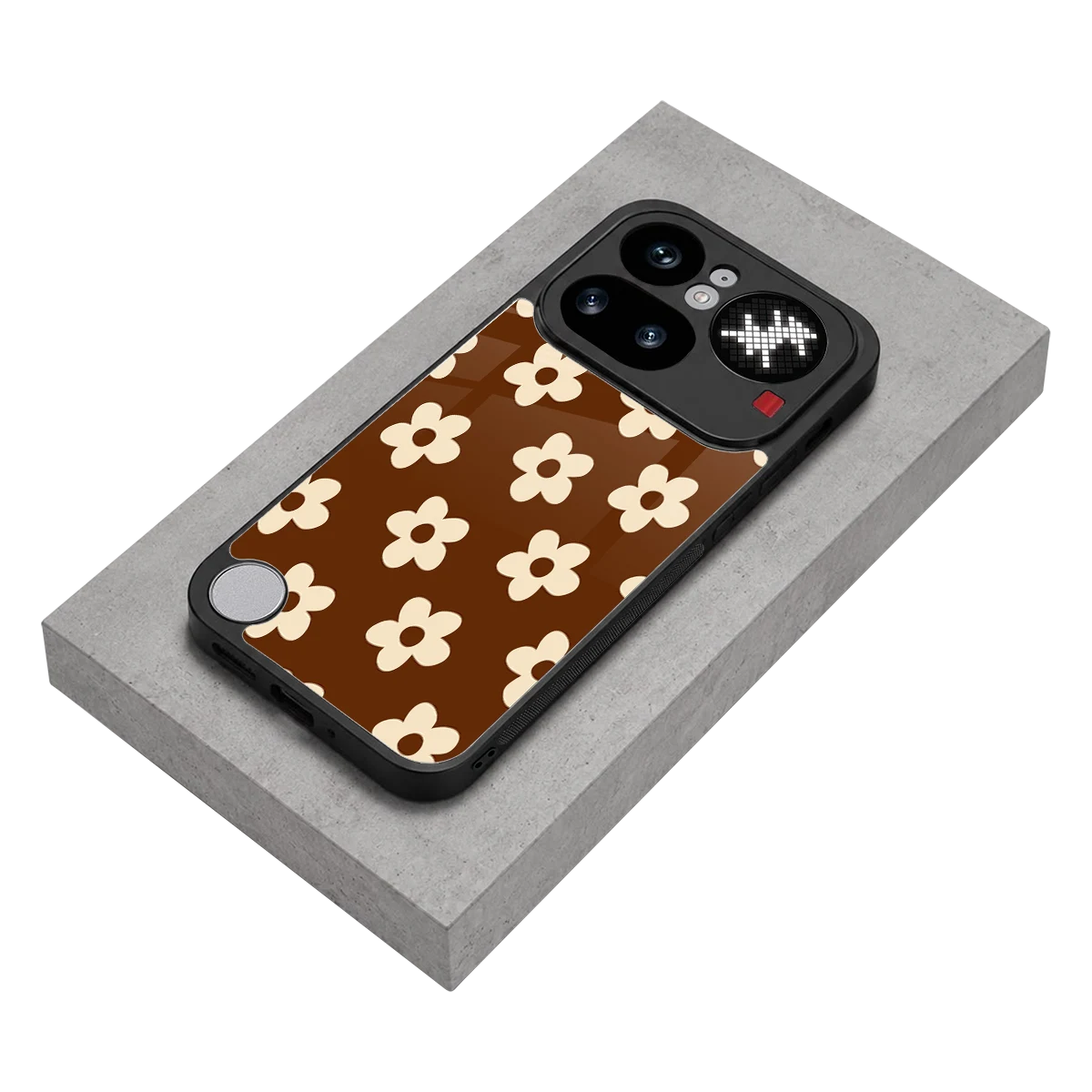 Brown Flowers stylish phone case for nothing phone 4a pro | glossy glass and slim fit