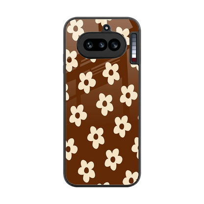 Brown Flowers back phone cover | glass case for nothing phone 4a