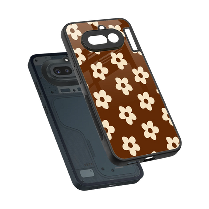 Brown Flowers sleek nothing phone 4a cover with tempered glass back and TPU edges