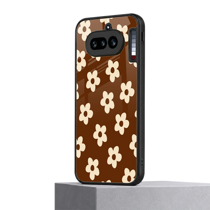 Brown Flowers nothing phone 4a mobile cover | shockproof glass phone case