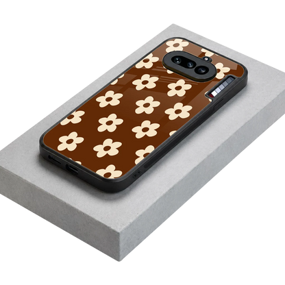 Brown Flowers stylish phone case for nothing phone 4a | glossy glass and slim fit