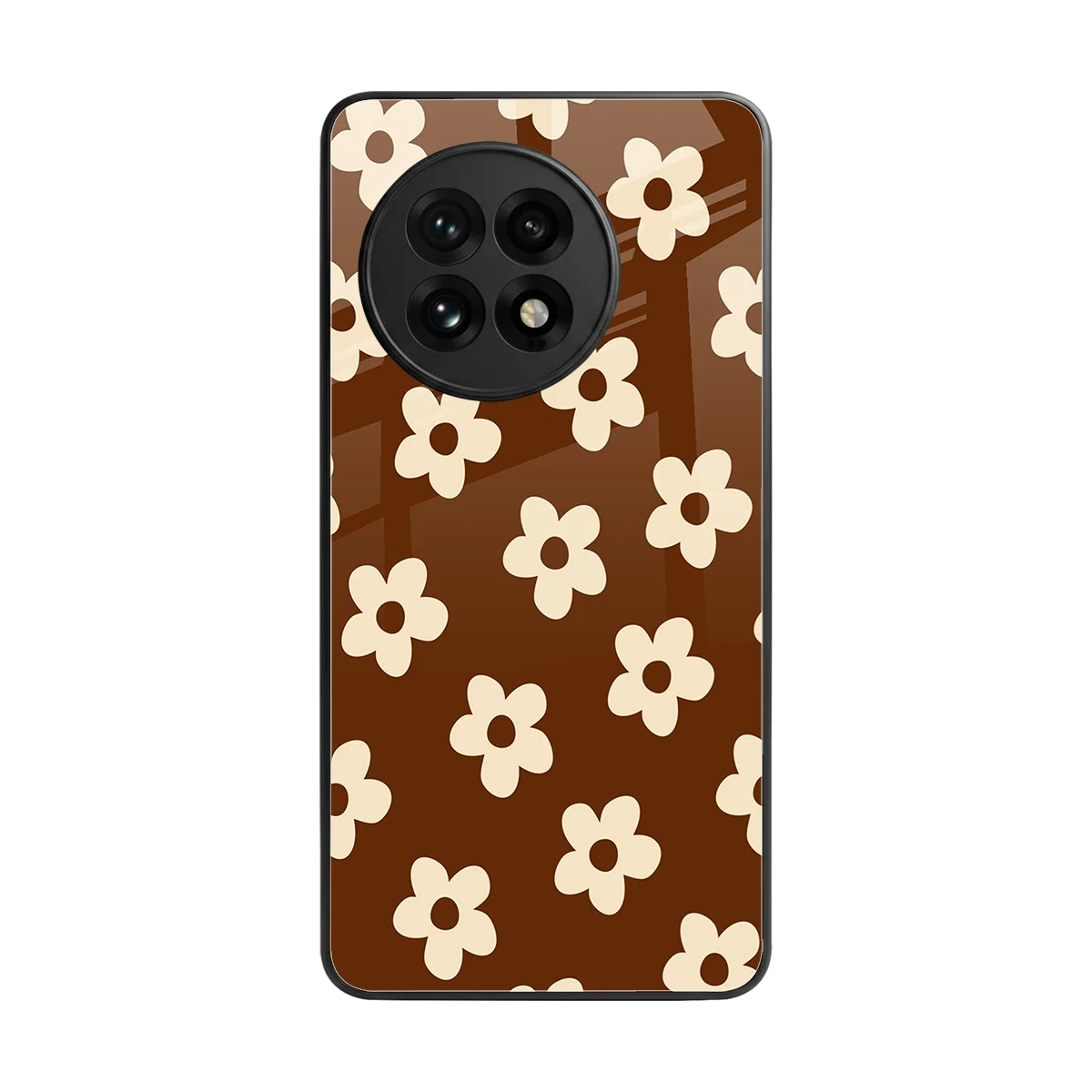 Brown Flowers back phone cover | glass case for oneplus 13r