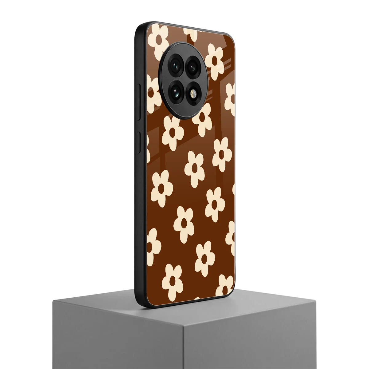 Brown Flowers oneplus 13r mobile cover | shockproof glass phone case