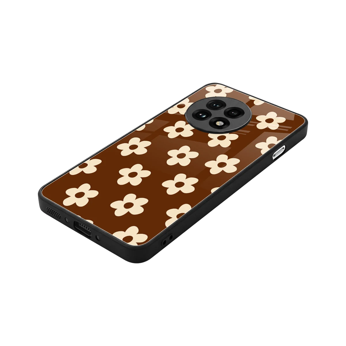 Brown Flowers stylish phone case for oneplus 13r | glossy glass and slim fit
