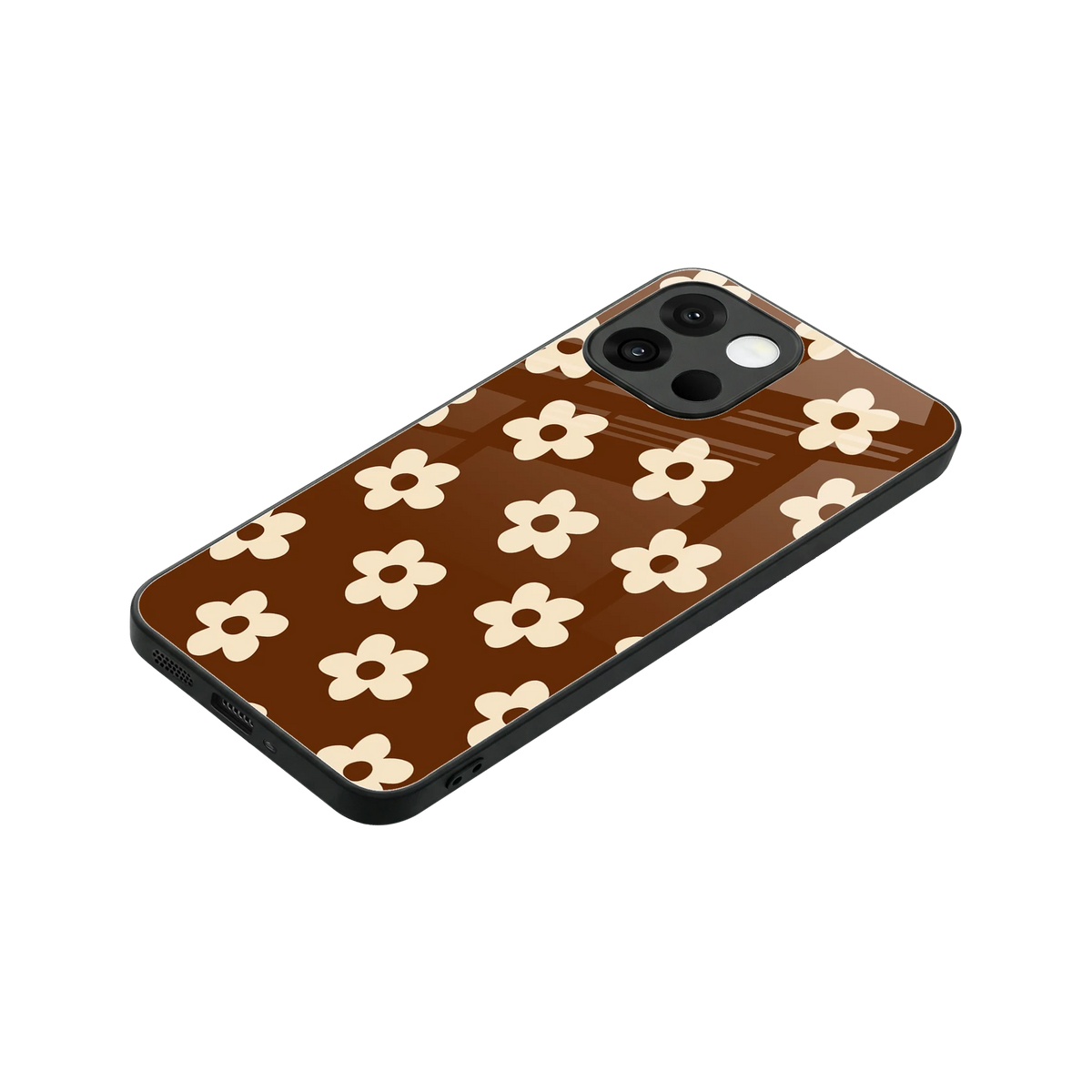 Brown Flowers stylish phone case for oneplus 13s | glossy glass and slim fit