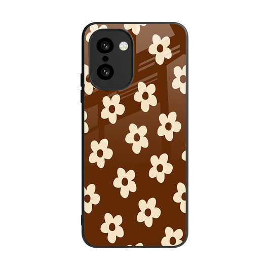 Brown Flowers back phone cover | glass case for oneplus 15r
