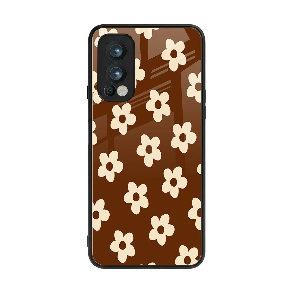 Brown Flowers back phone cover | glass case for oneplus nord 2