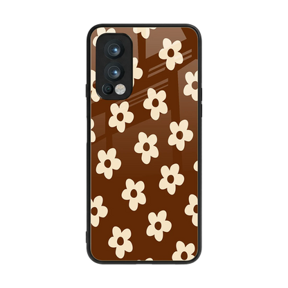 Brown Flowers back phone cover | glass case for oneplus nord 2