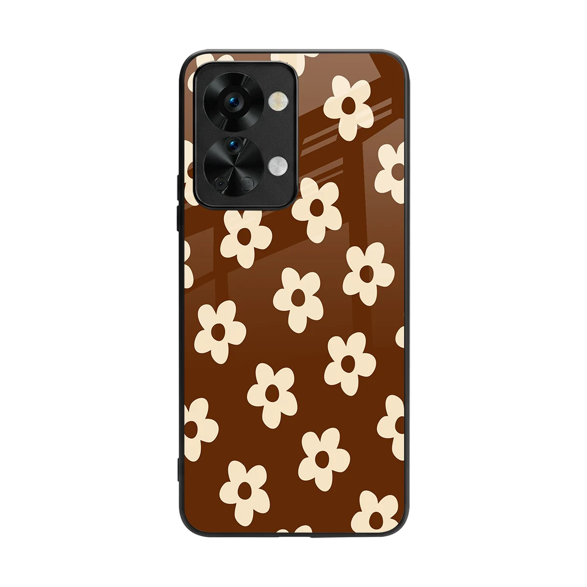 Brown Flowers back phone cover | glass case for oneplus nord 2t