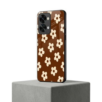 Brown Flowers oneplus nord 2t mobile cover | shockproof glass phone case