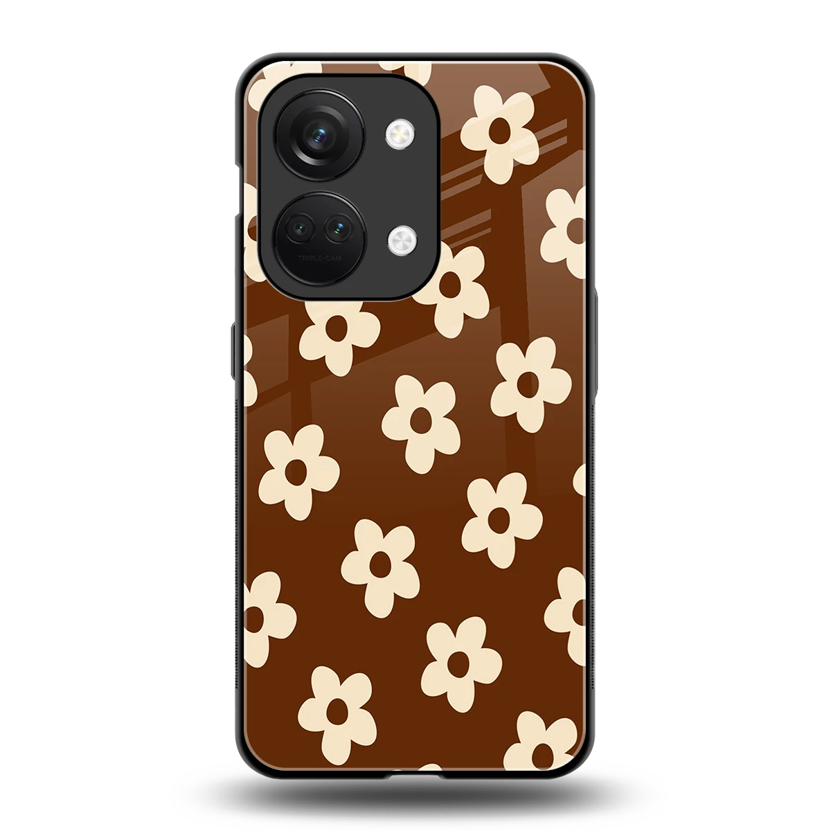 Brown Flowers back phone cover | glass case for oneplus nord 3