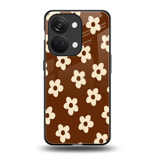 Brown Flowers back phone cover | glass case for oneplus nord 3