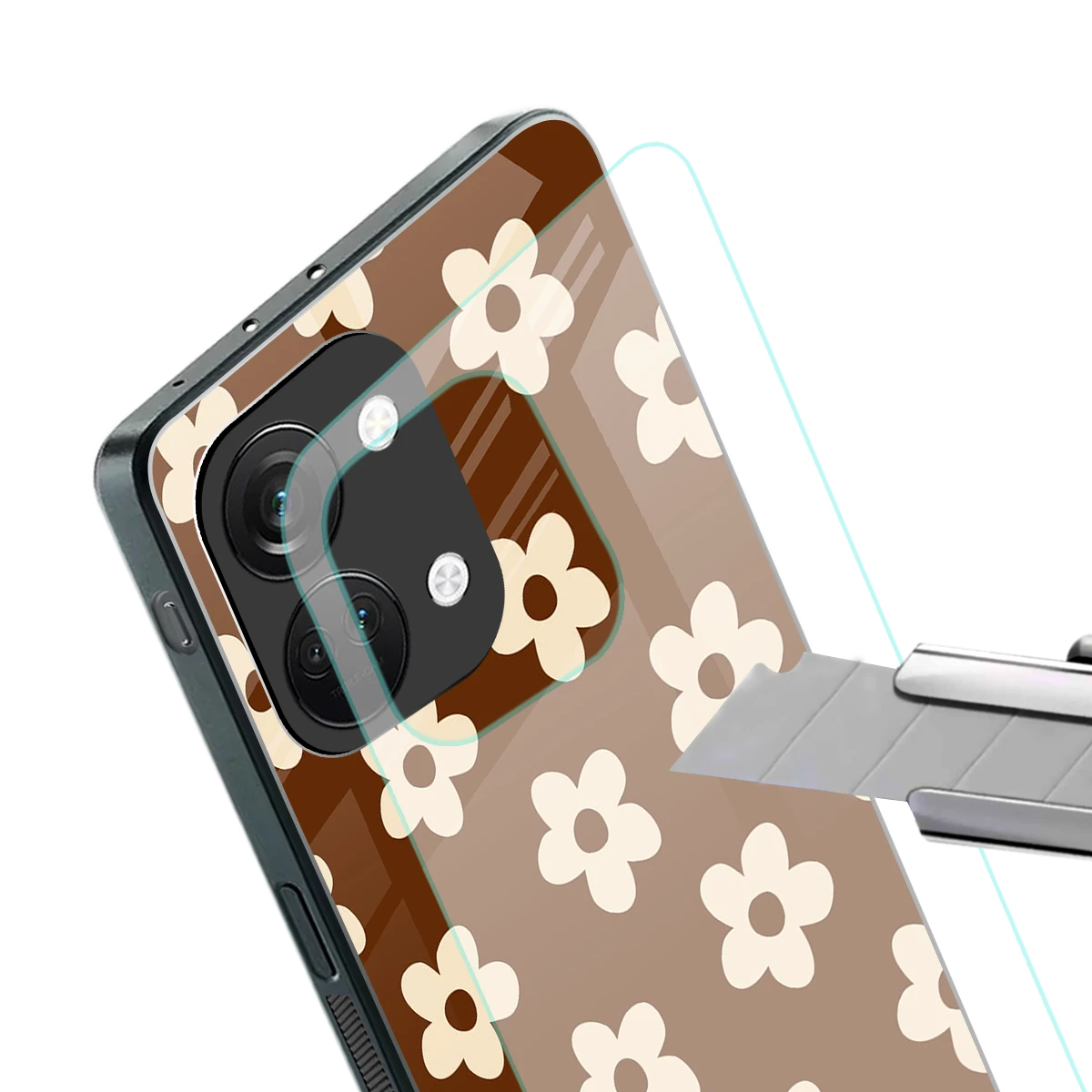 Brown Flowers stylish phone case for oneplus nord 3 | glossy glass and slim fit