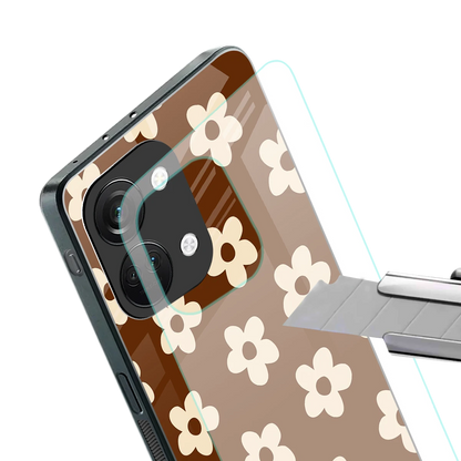 Brown Flowers stylish phone case for oneplus nord 3 | glossy glass and slim fit
